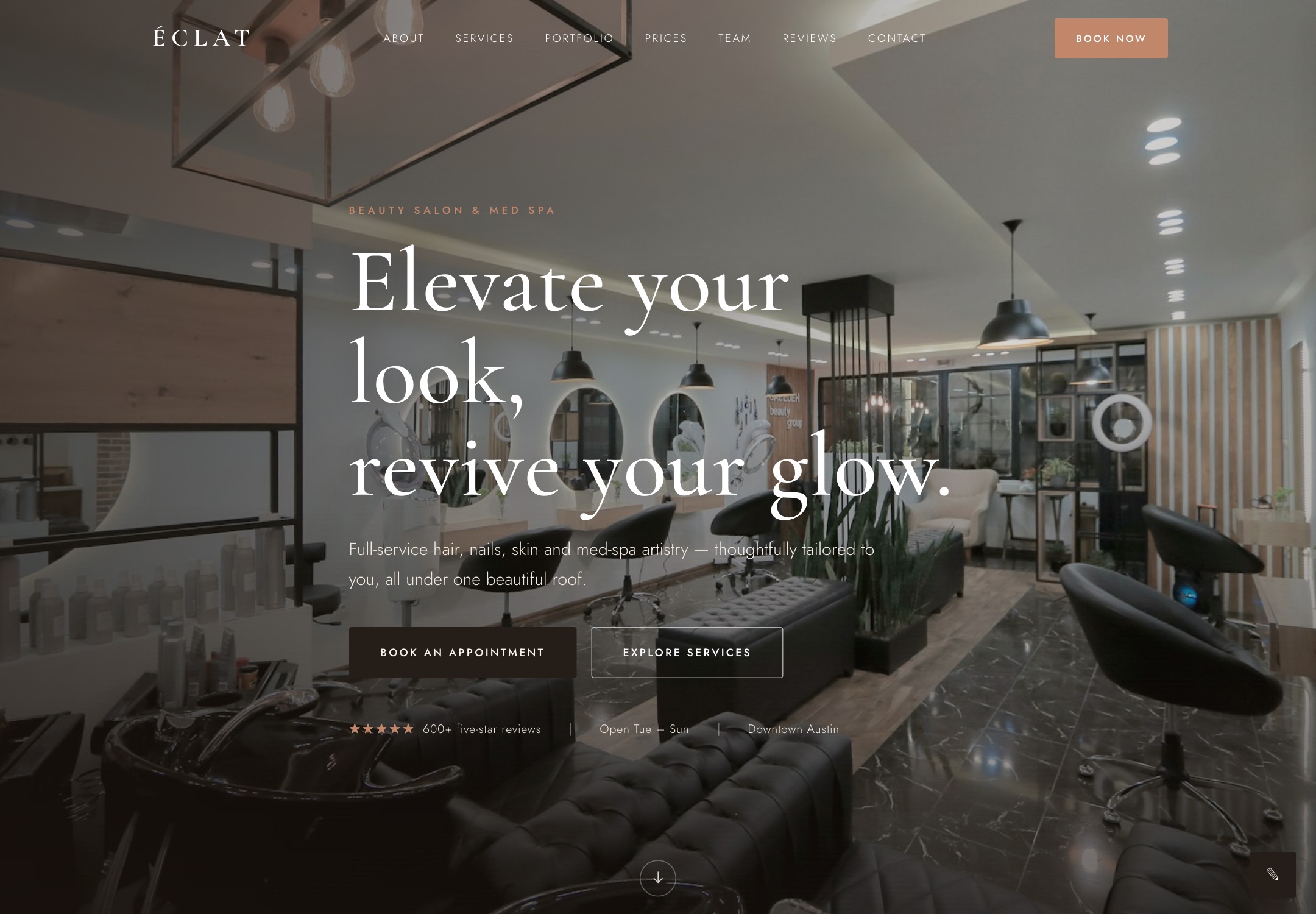 Website for beauty studio ÉCLAT